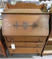 Antique Oak ladies slant front three drawer