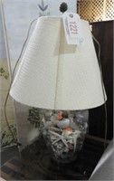 Glass and shell font table lamp 30” T. 20”