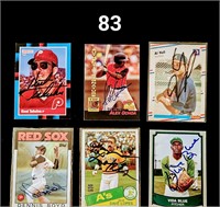 6 Auto MLB Players BB Cards*w/ A's Blue & Lopes