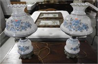 Pair of contemporary antique style blue and