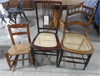 Two Caine seat Side chairs Thatched seat