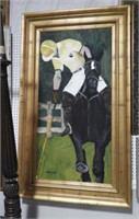 Original framed oil on canvas of Polo Player