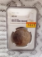 1924 MS64 Silver Peace Dollar, NGC graded