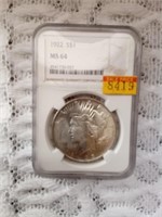 1922 MS64 Silver Peace Dollar,