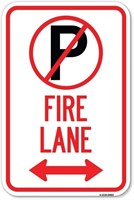 Fire Lane (No Parking Symbol and Arrow Pointing Le