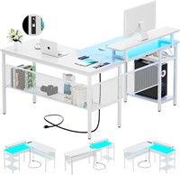 L Desk  55 Inch with Power Outlet  LED