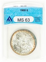 Coin 1900-P Morgan Silver Dollar ANACS-MS63