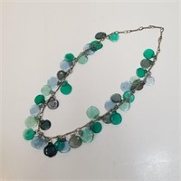 Handmade Silver Toned Art Glass Necklace