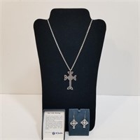 St Justin Pewter Clonmacnois Cross Necklace