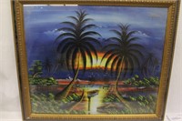 28" Island Beach Framed Picture