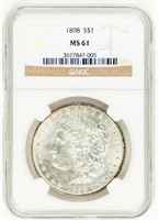 Coin 1898-P Morgan Silver Dollar NGC-MS61