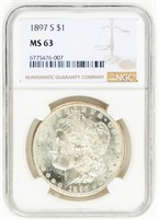 Coin 1897-S Morgan Silver Dollar NGC-MS63