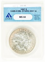 Coin 1897-VAM 8 Morgan Silver Dollar ANACS-MS60