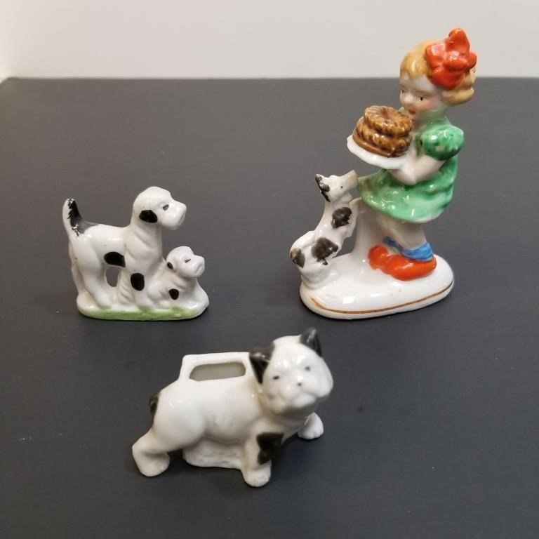 Porcelain Dog Figurines - Black & White Dogs