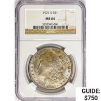 1921-S Morgan Silver Dollar NGC MS64