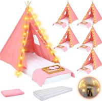 Windyun 6 Pack Kids Teepee Tent Bulk with Light an