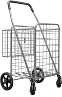 Folding Shopping Cart with 360-Degree Swivel Wheel