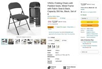 W1069  VINGLI Folding Chairs, Metal Frame, Set of
