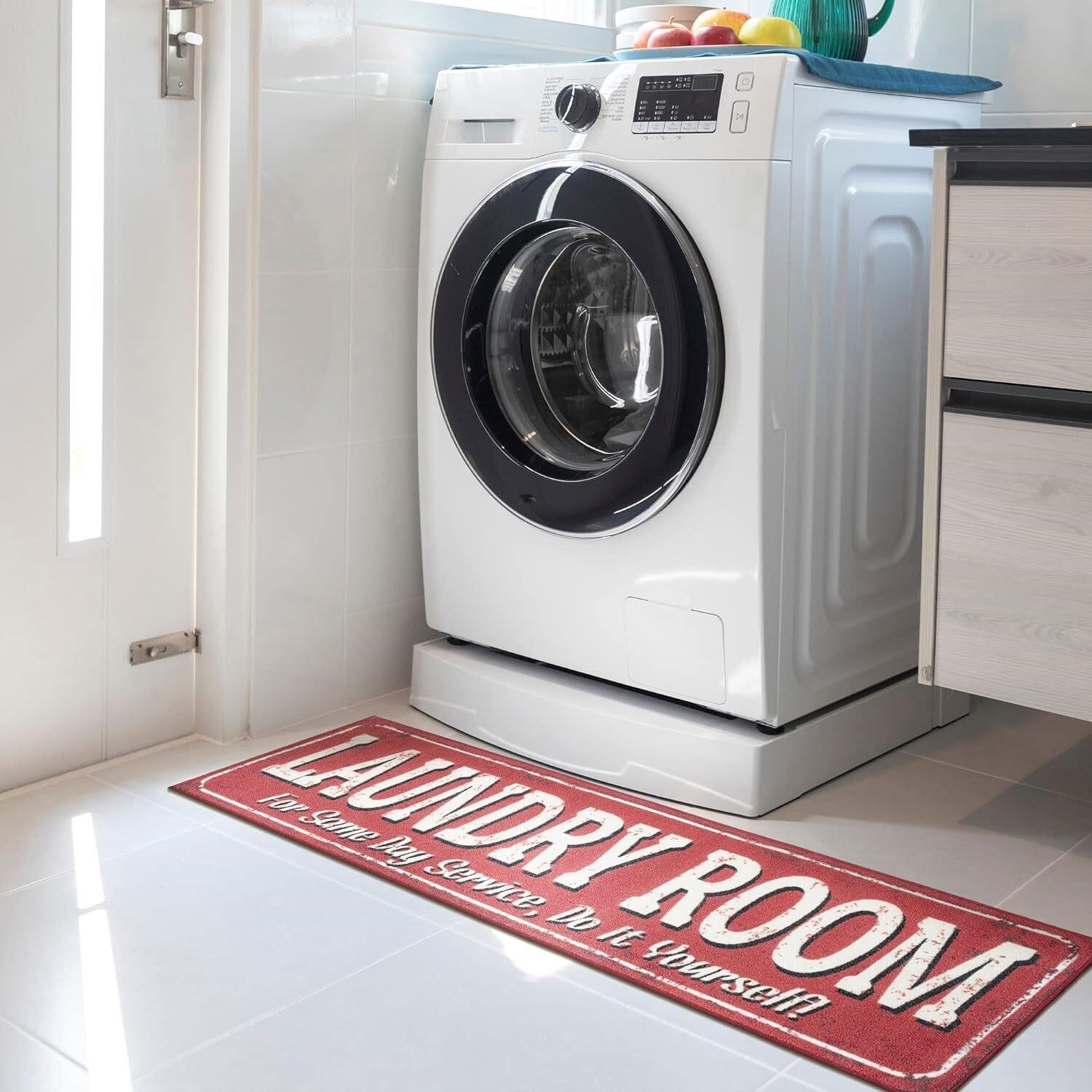 2x5 Non-Slip Laundry Rug  Machine Washable  Red