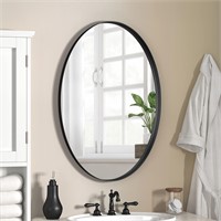 $64  Black Oval Metal-Framed Wall Mirror 1828in