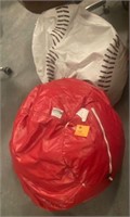 2 used bean bag chairs one is baseball & red