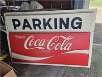 Large Plastic Coca-Cola Parking Sign (garage) 73"