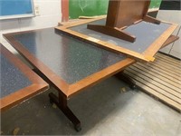 6' x 4' solid wood table with laminate marble top