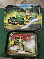 Two John Deere Metal Trays