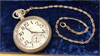 Elgin RR pocket watch nickel case w/ chain