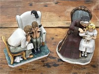 2 Norman Rockwell Porcelain Sculptures "Facts of