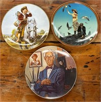 3 Norman Rockwell Plates "Off to School",