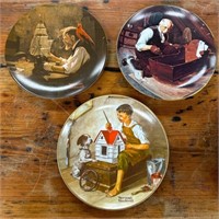 3 Norman Rockwell Plates "The Ship Builder", "A