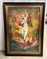 43" x 32" Large Painting Colorful Lady