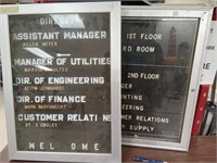 >2 metal letter sign boards, both 24" x 18"