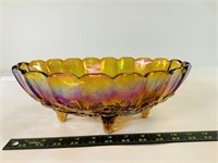 marigold carnival glass serving bowl
