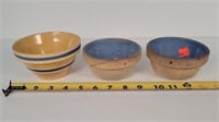 3- 4.5"-5" Stoneware Bowls - 1 Is Cracked