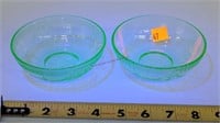 2- 4.5" Green Berry Dishes - Light Uranium Glow