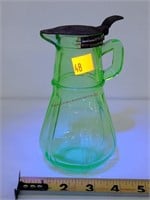 Vintage Green / Uranium Syrup Pitcher 6.5"t