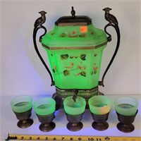 Vintage Frosted Green Samovar Set