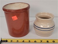 Stoneware Beater Jar & Blue Ring Jar