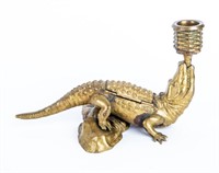 Brass Crocodile Candleholder / Matchstick Holder