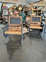 Pair Of Harley-Davidson Cast Iron Frame Chairs