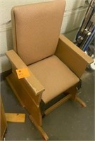 Vintage wood rocker tan seat young child use