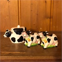 Cow Salt & Pepper Shakers + Lidded Dish