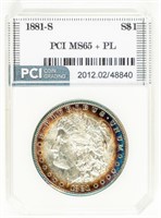 Coin 1881-S Morgan Silver Dollar PCI MS65+ PL