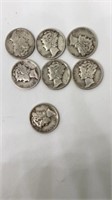(7) assorted 1940s Mercury dimes