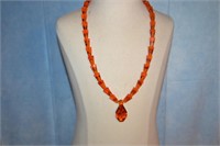 Amber Colored Necklace Vintage