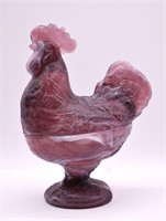 Imperial Amethyst Slag Glass Rooster Compote