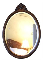 Antique Tiger Oak Carved Beveled Glass Mirror