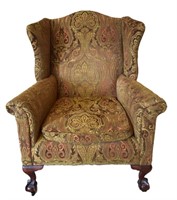 Queen Anne-style Claw-foot Wing-back Chair